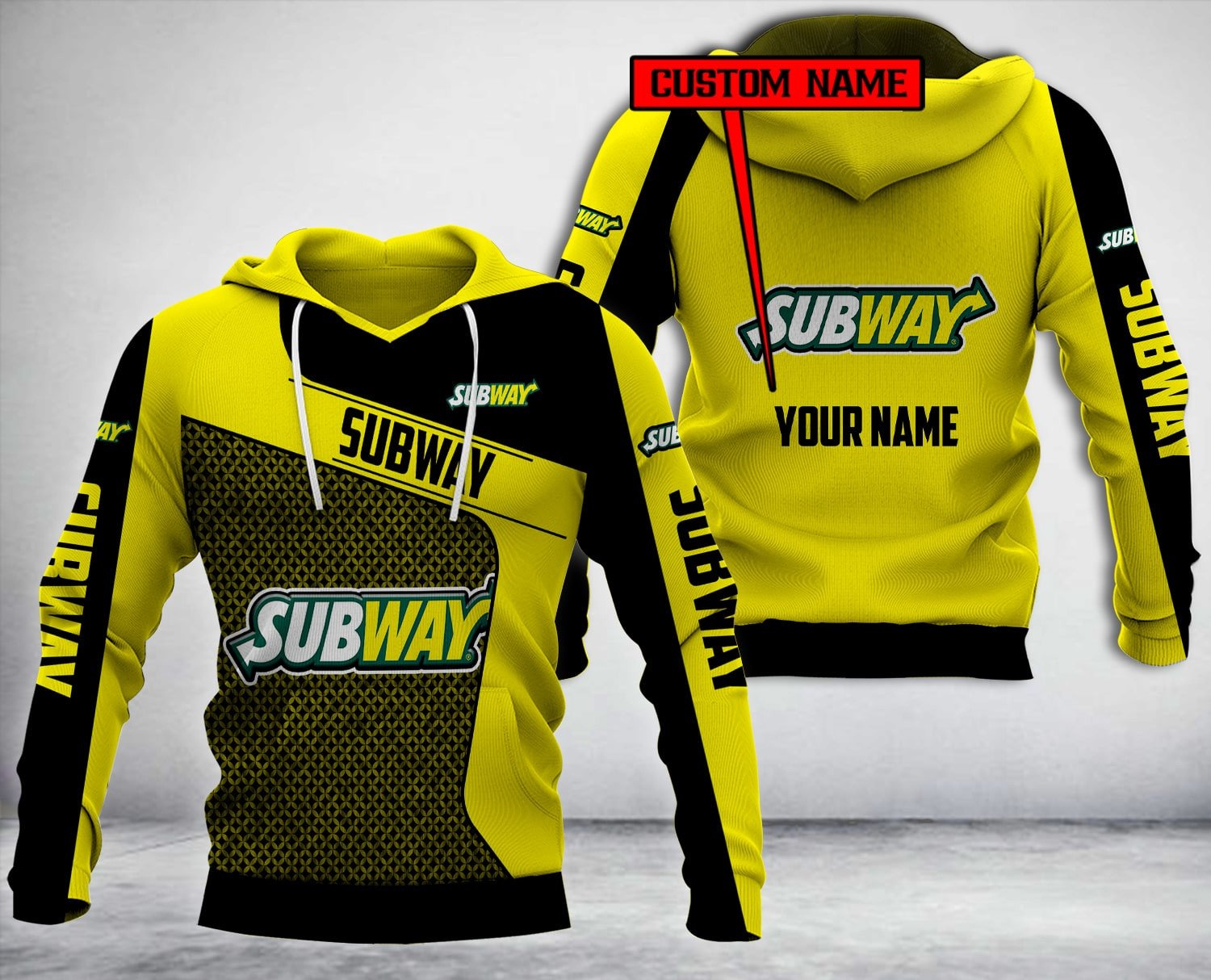 Personalized Subway Yellow Black Custom All Over Print 3D Hoodie Personalized Subway Yellow Black Custom All Over Print 3D Hoodie