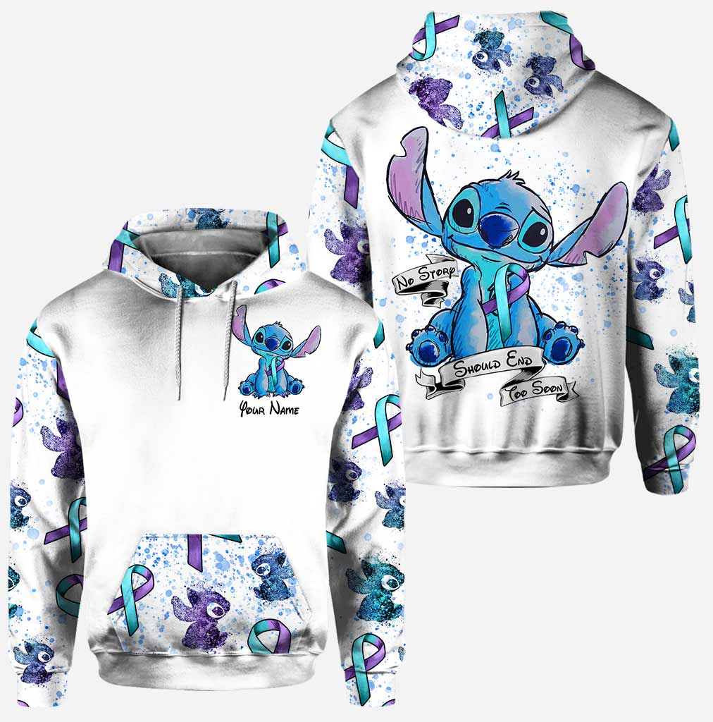 Personalized Suicide Prevention Stitch No Story Should End Too Soon 3D Hoodie Personalized Suicide Prevention Stitch No Story Should End Too Soon 3D Hoodie
