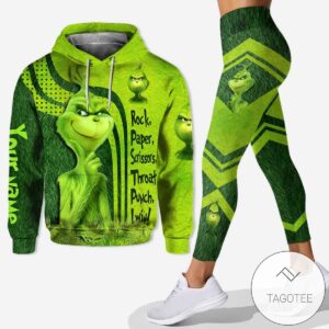 Personalized The Grinch Rock Paper Scissors Throat Punch I Win Hoodie And Leggings