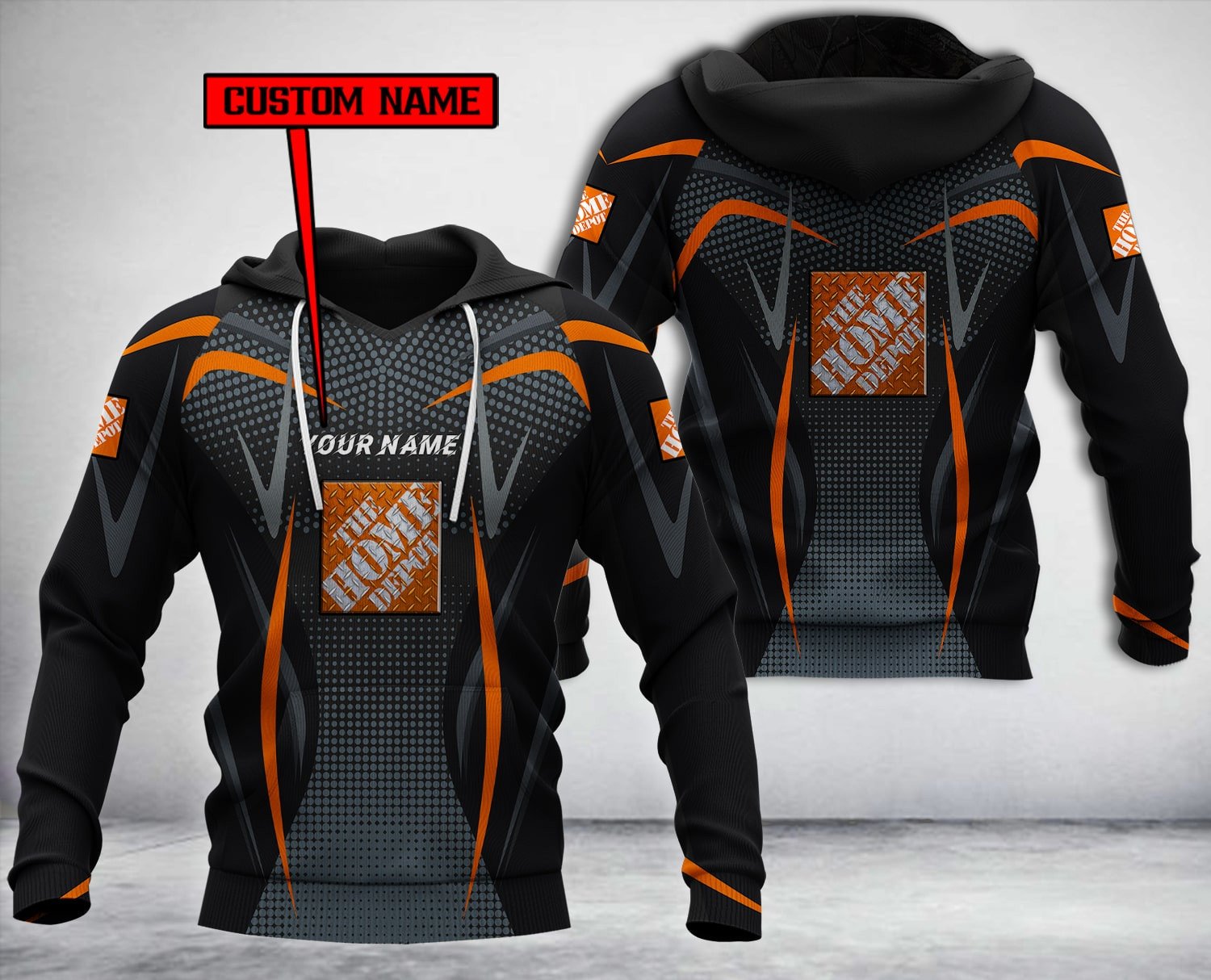 Personalized The Home Depot Black Custom All Over Print 3D Hoodie Personalized The Home Depot Black Custom All Over Print 3D Hoodie