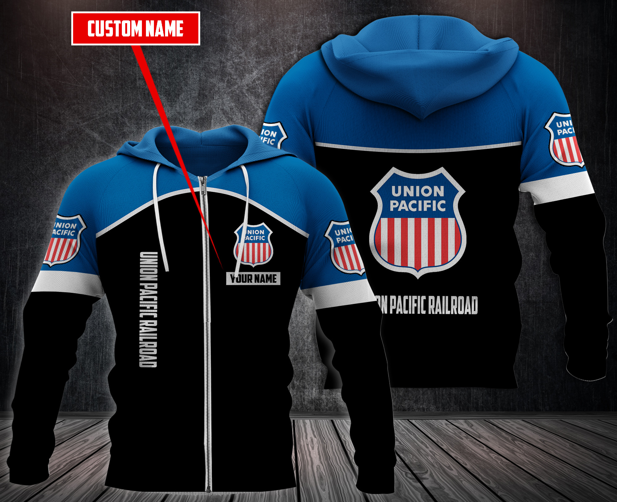 Personalized Union Pacific Railroad Fleece Hoodie Personalized Union Pacific Railroad Fleece Hoodie