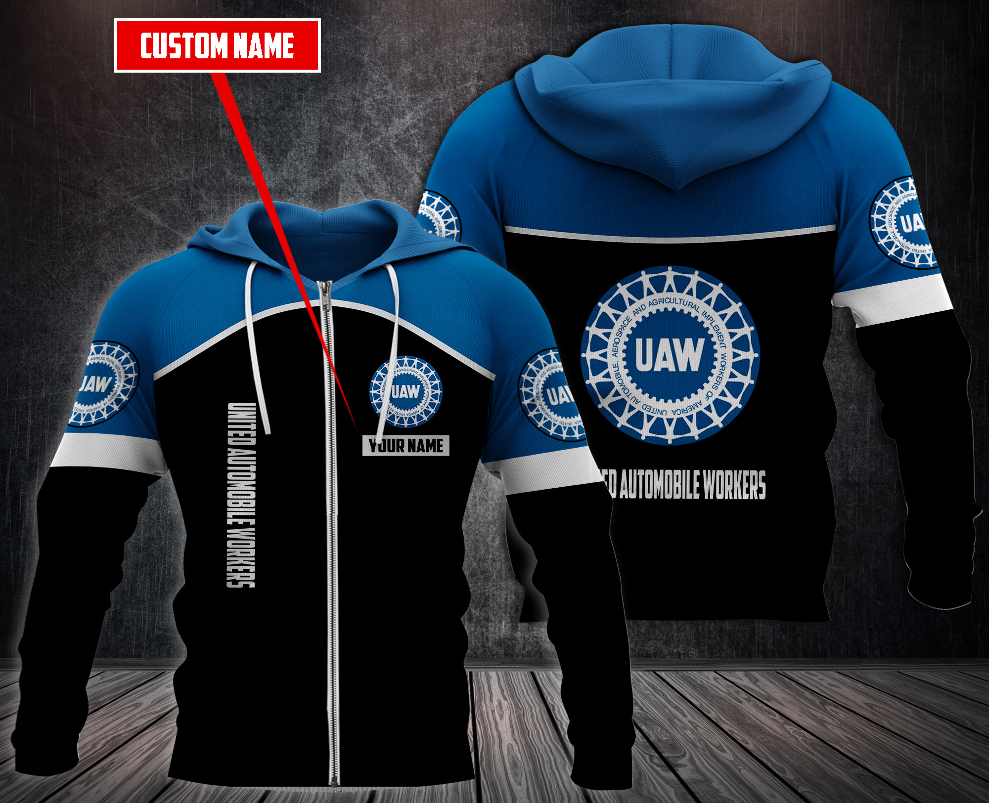 Personalized-United-Automobile-Workers-3D-Fleece-Hoodie-Hoodie-3