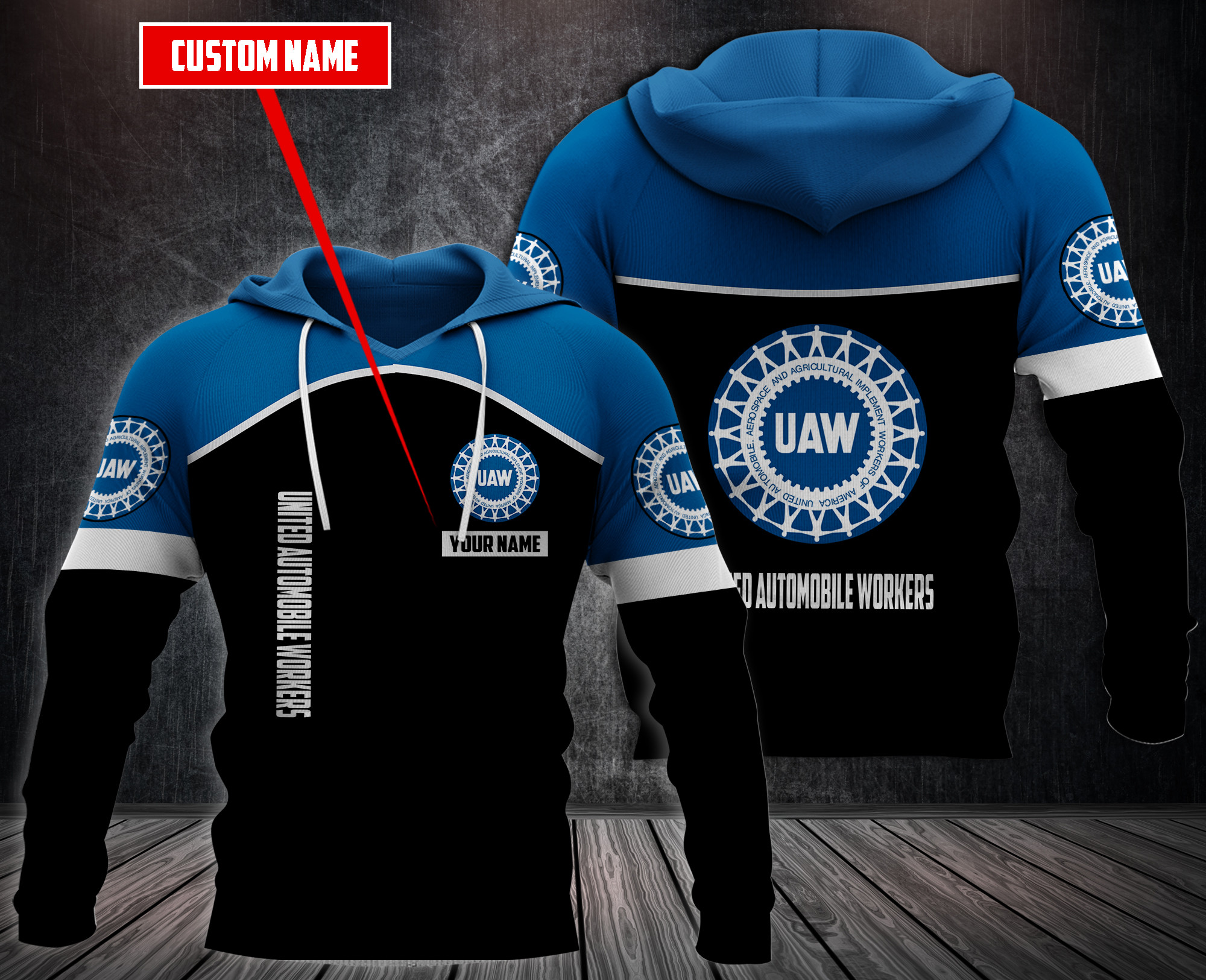 Personalized-United-Automobile-Workers-Fleece-Hoodie-2