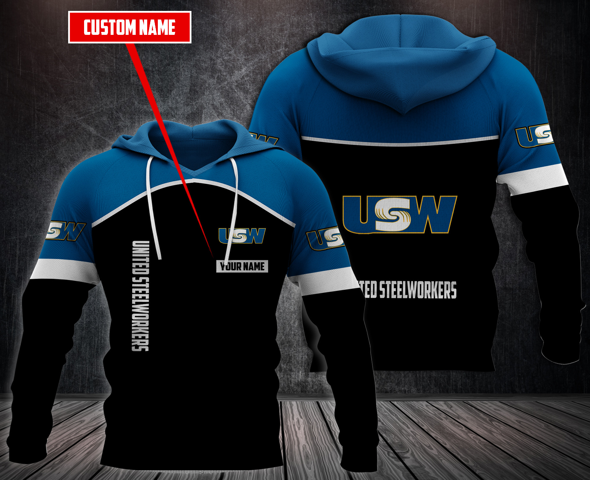 Personalized-United-Steelworkers-3D-Fleece-Hoodie-Hoodie-2