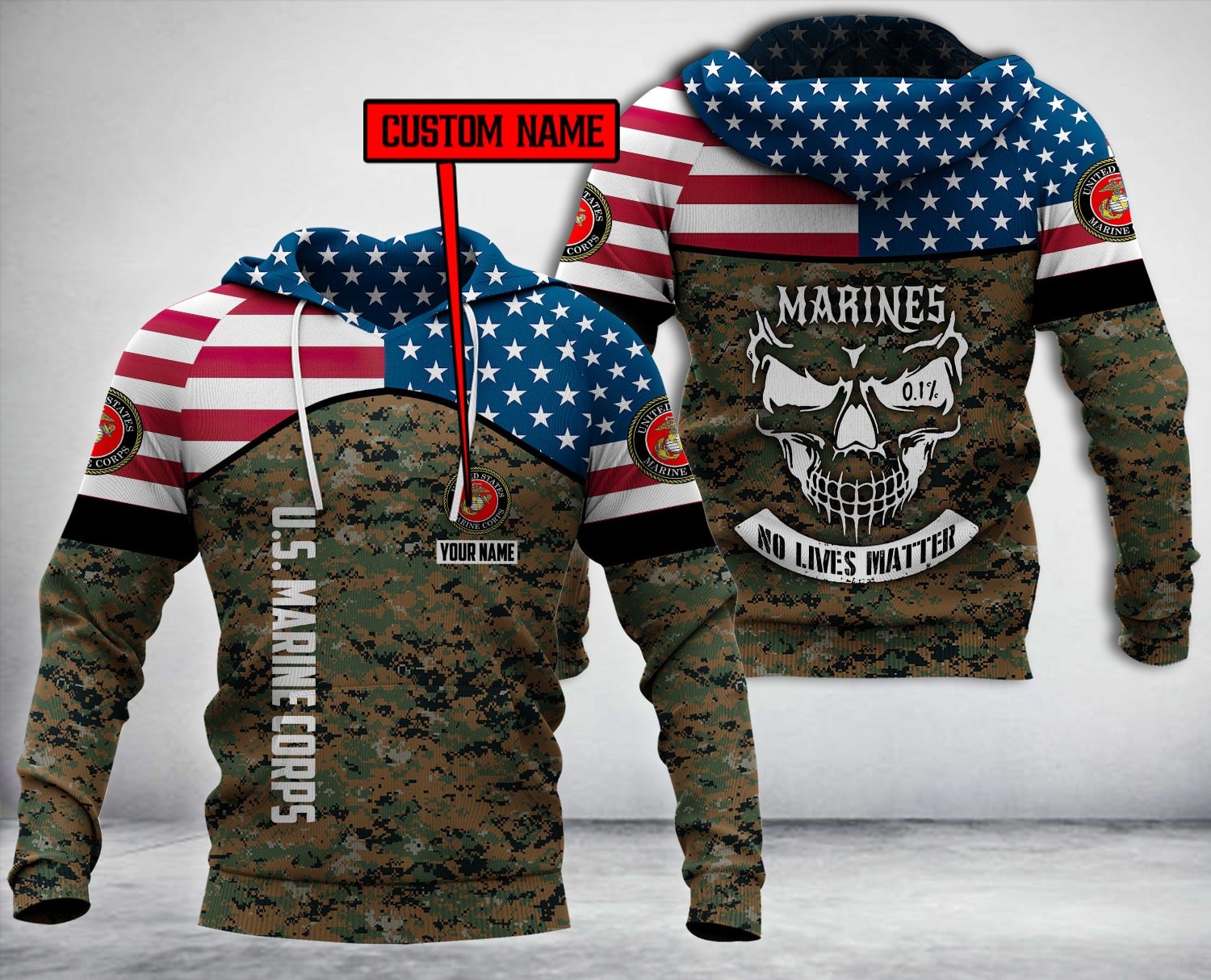 Personalized Usmc 3D Fleece Hoodie Personalized Usmc 3D Fleece Hoodie