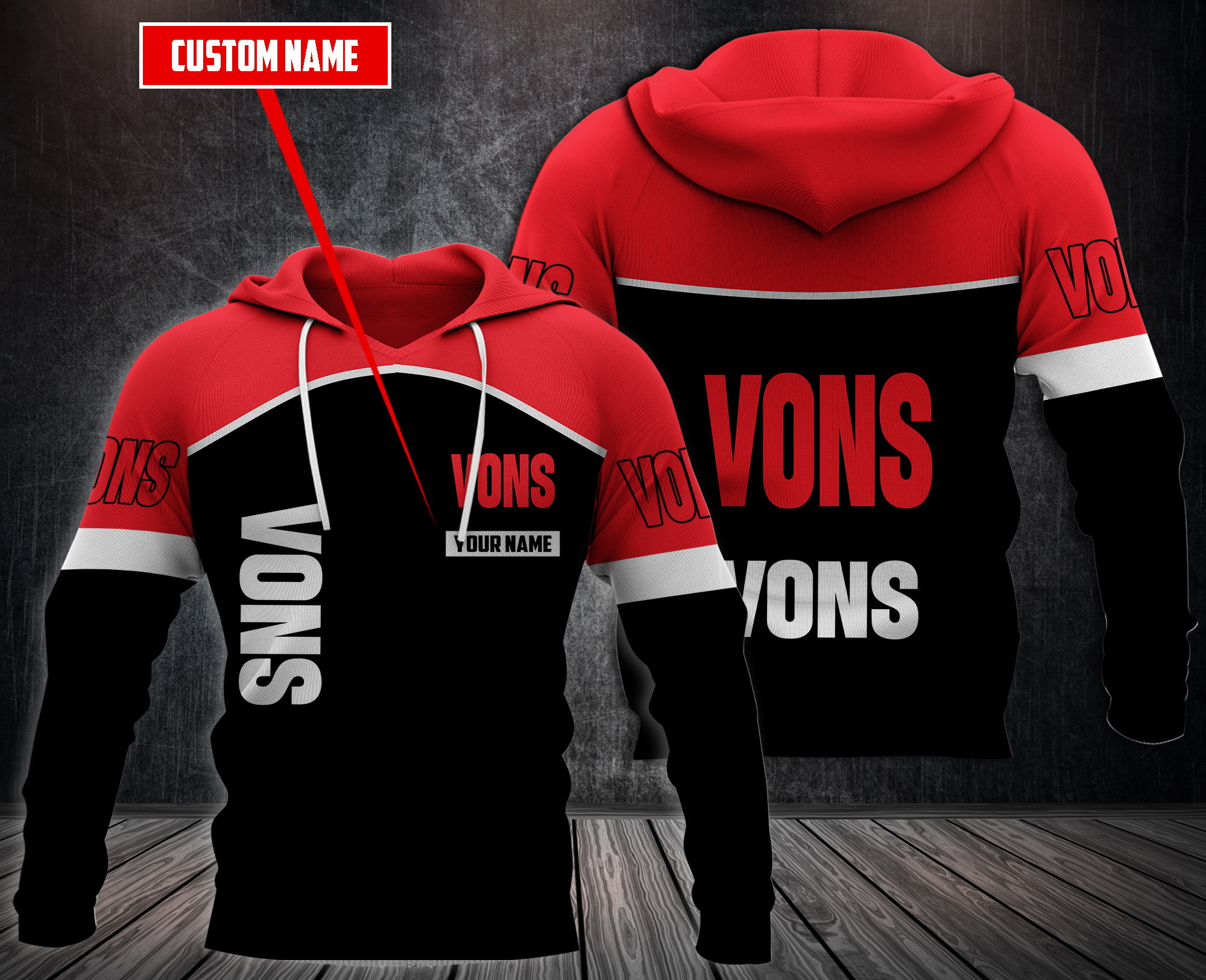 Personalized Vons 3D Fleece Hoodie Personalized Vons 3D Fleece Hoodie