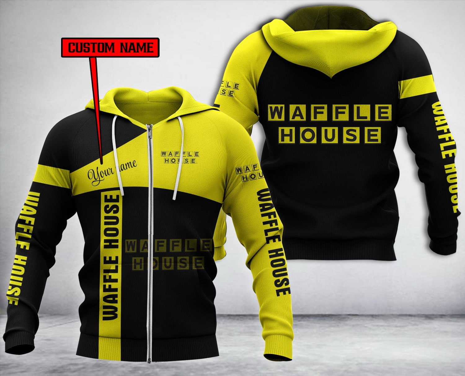 Personalized Waffle House Black 3D Hoodie Personalized Waffle House Black 3D Hoodie