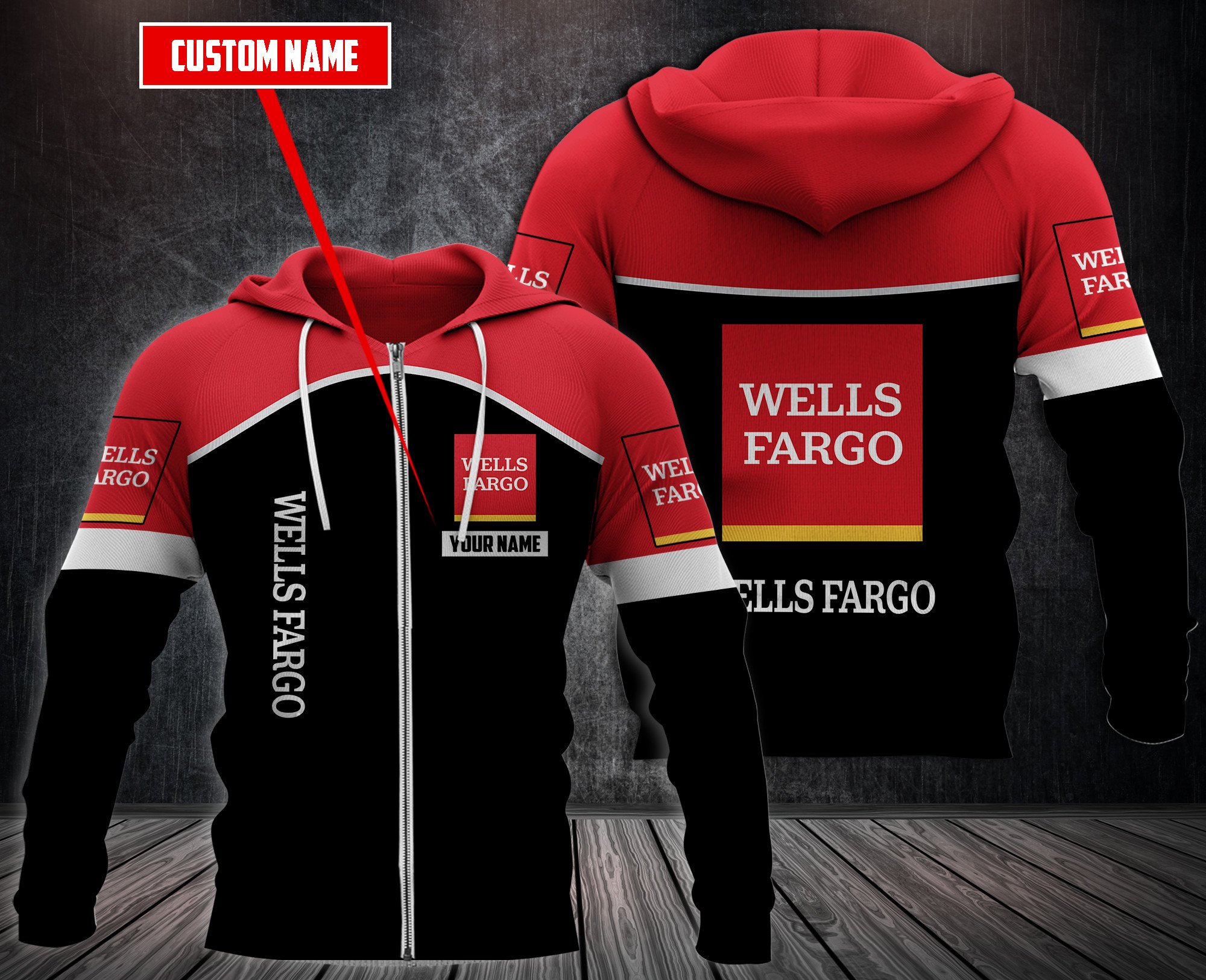 Personalized Wells Fargo 3D Hoodie Personalized Wells Fargo 3D Hoodie