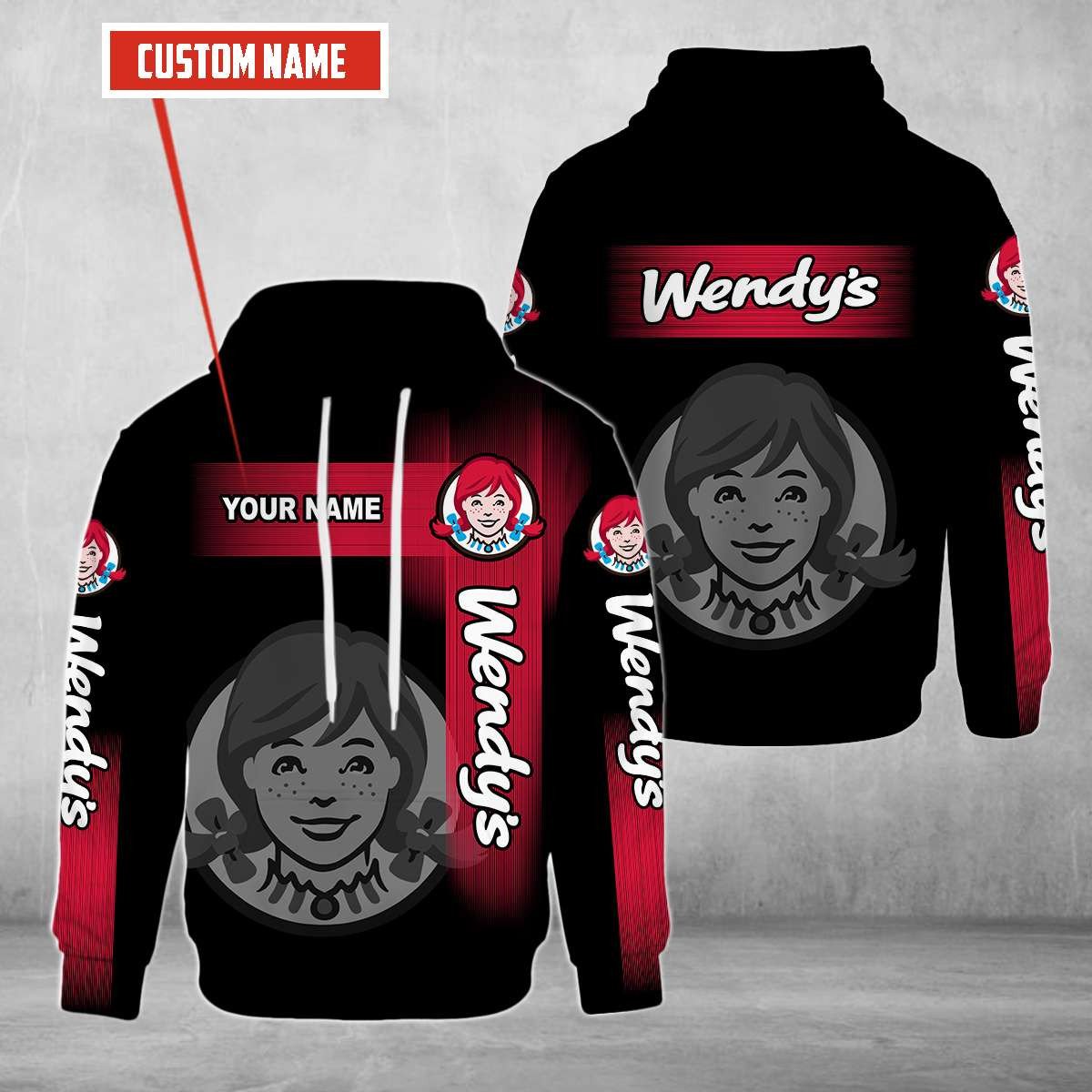 Personalized Wendy’S Black Custom All Over Print 3D Hoodie Personalized Wendy’S Black Custom All Over Print 3D Hoodie