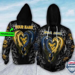 Personalized West Virginia Mountaineers Dragon Ncaa 3D Hoodie T-Shirt