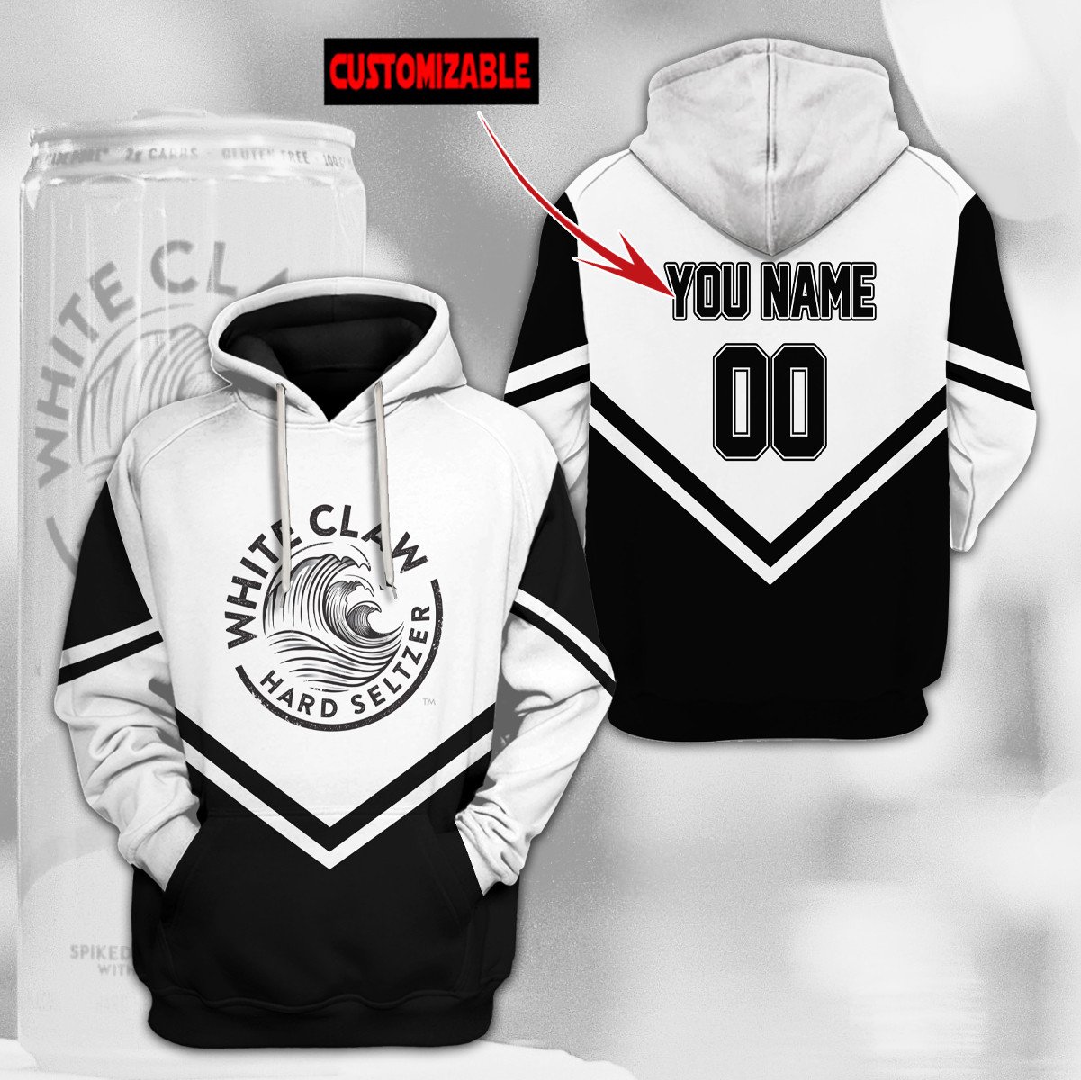 Personalized White Claw Hard Seltzer Custom 3D Hoodie Personalized White Claw Hard Seltzer Custom 3D Hoodie