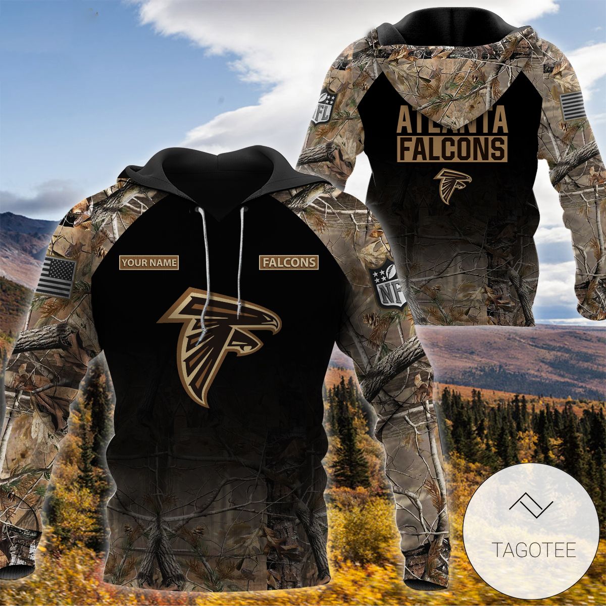 Personalized Your Name Hunting Camo Style Atlanta Falcons Full Print Hoodie Personalized Your Name Hunting Camo Style Atlanta Falcons Full Print Hoodie