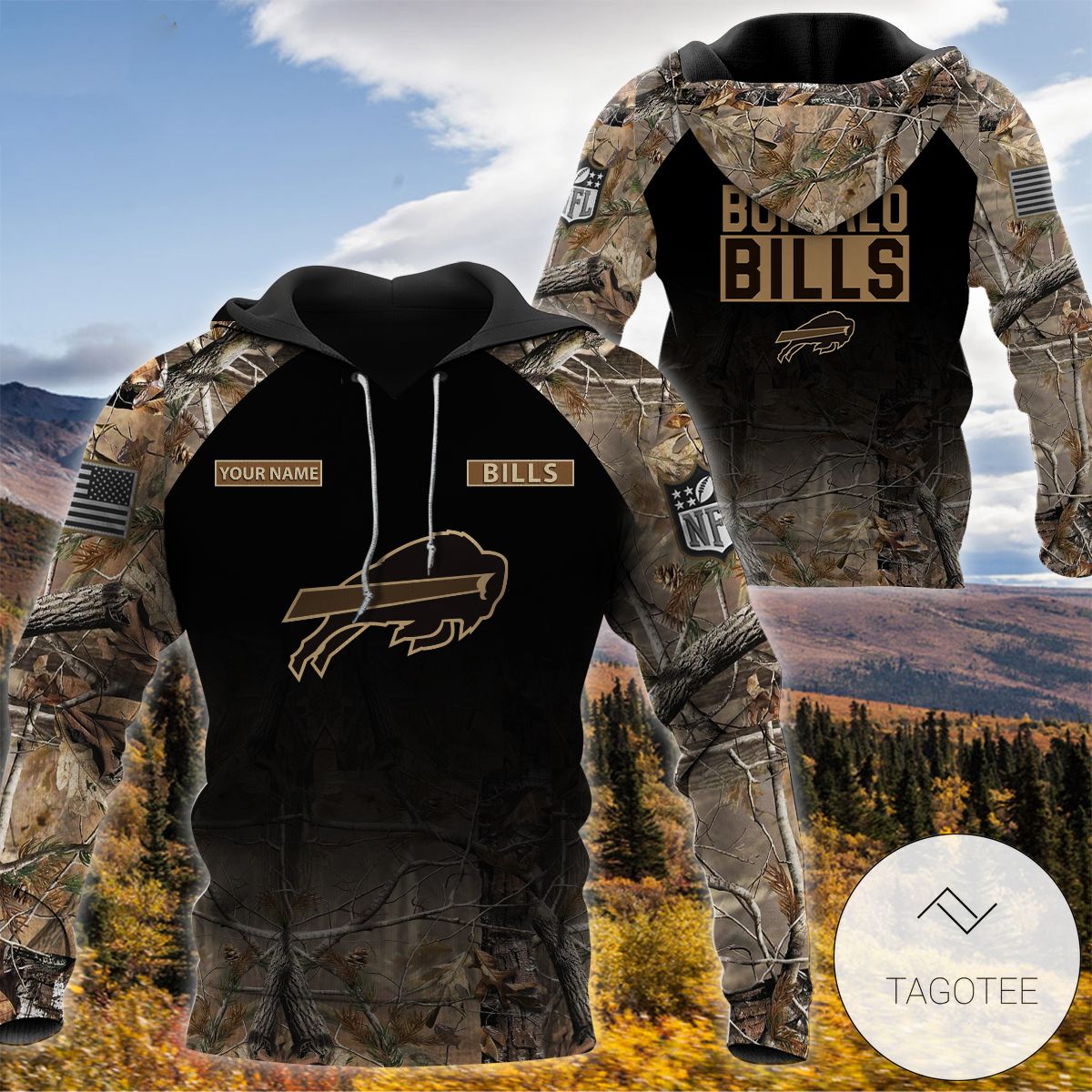 Personalized Your Name Hunting Camo Style Buffalo Bills Full Print Hoodie Personalized Your Name Hunting Camo Style Buffalo Bills Full Print Hoodie