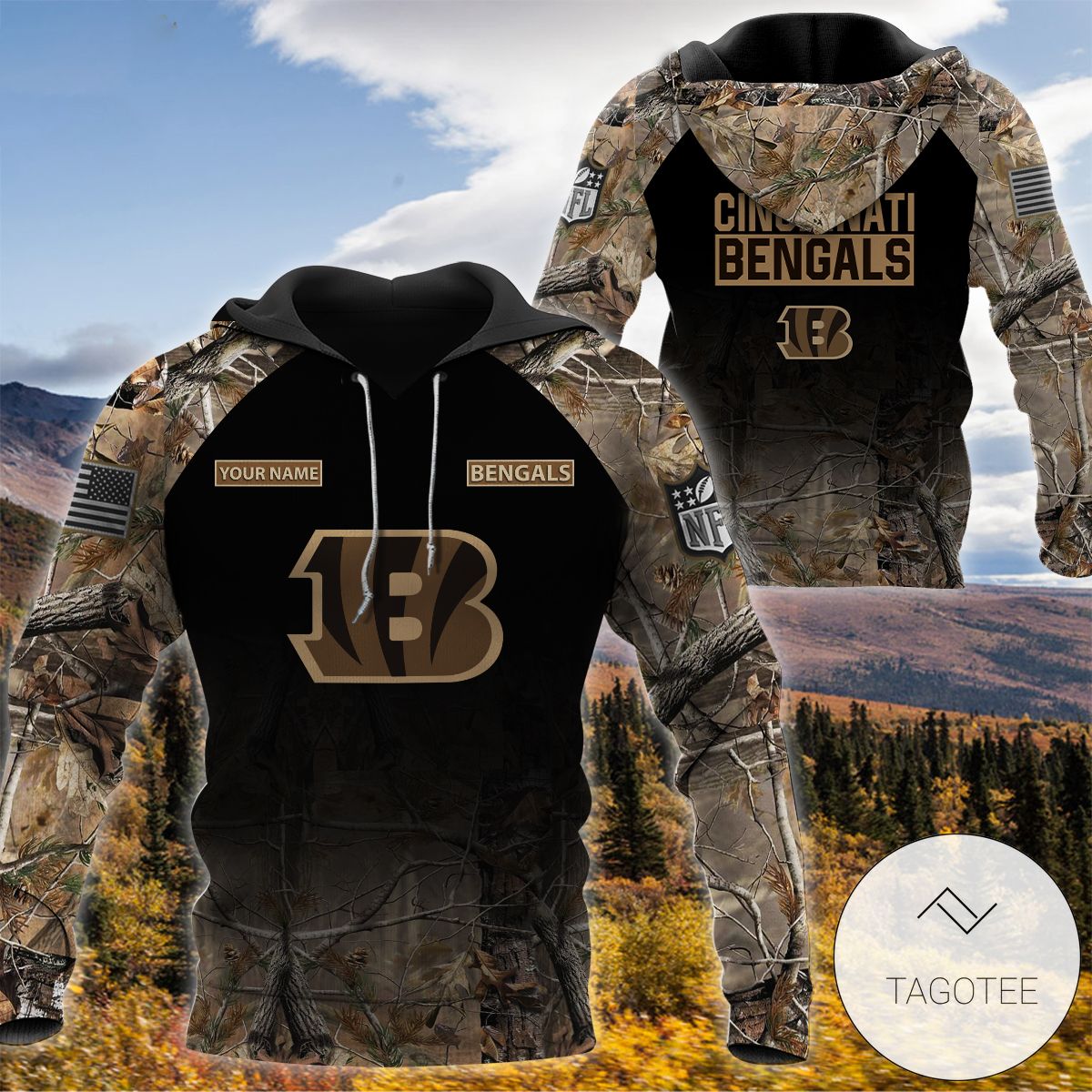 Personalized Your Name Hunting Camo Style Cincinnati Bengals Full Print Hoodie Personalized Your Name Hunting Camo Style Cincinnati Bengals Full Print Hoodie