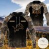 Personalized Your Name Hunting Camo Style Detroit Lions Full Print Hoodie
