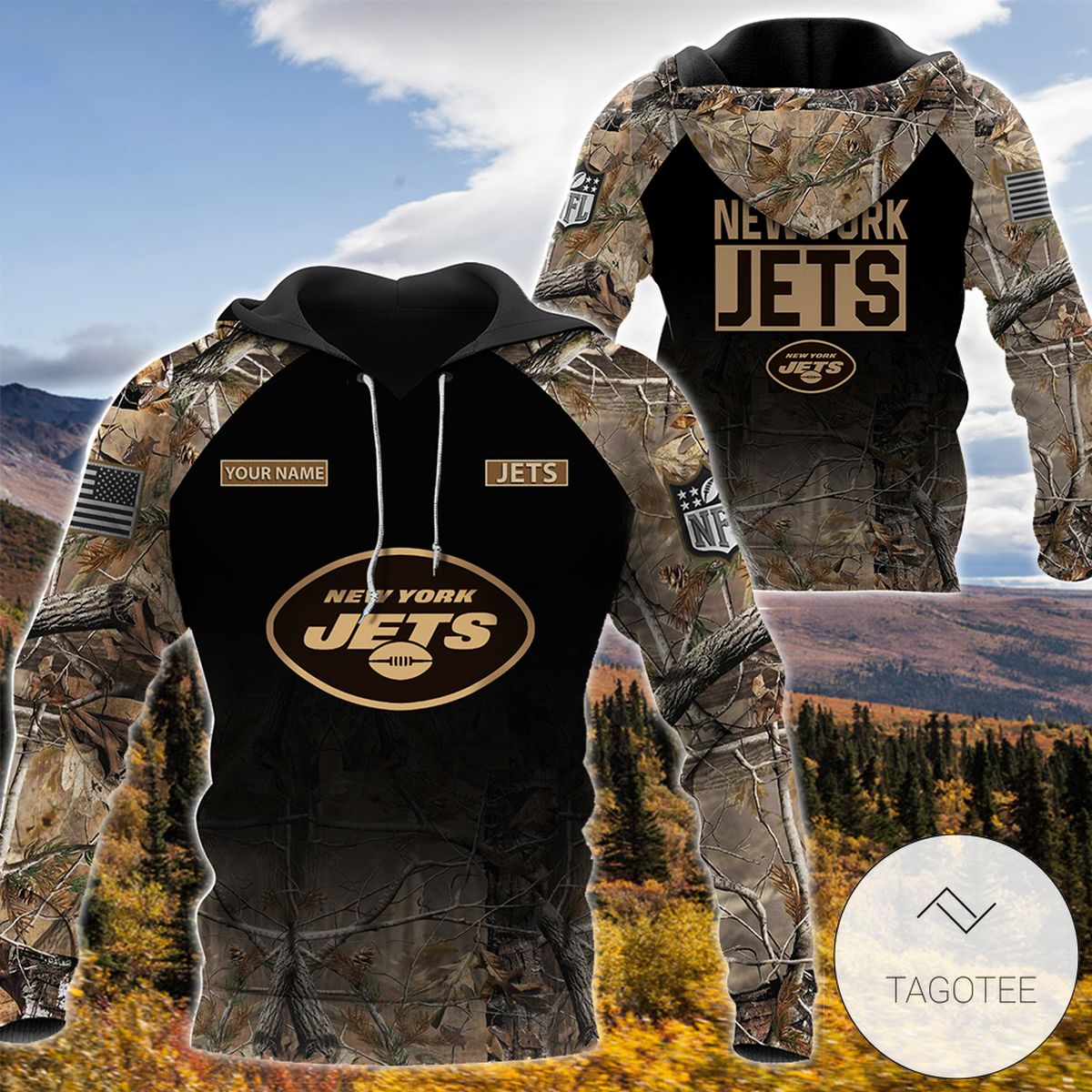 Personalized Your Name Hunting Camo Style New York Jets Full Print Hoodie Personalized Your Name Hunting Camo Style New York Jets Full Print Hoodie