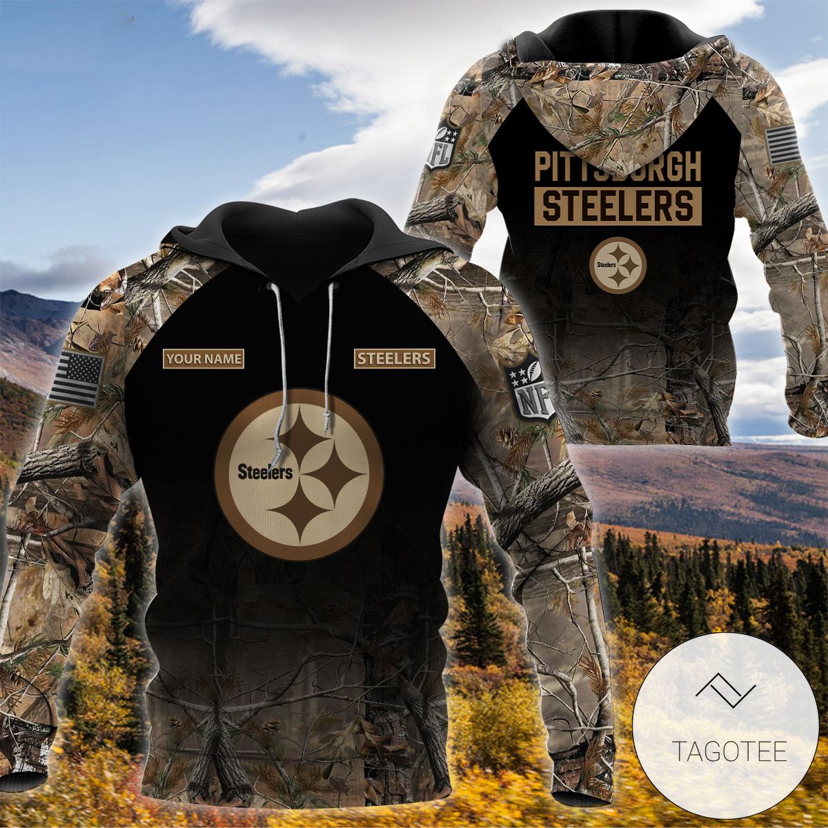Personalized Your Name Hunting Camo Style Pittsburgh Steelers Full Print Hoodie Personalized Your Name Hunting Camo Style Pittsburgh Steelers Full Print Hoodie