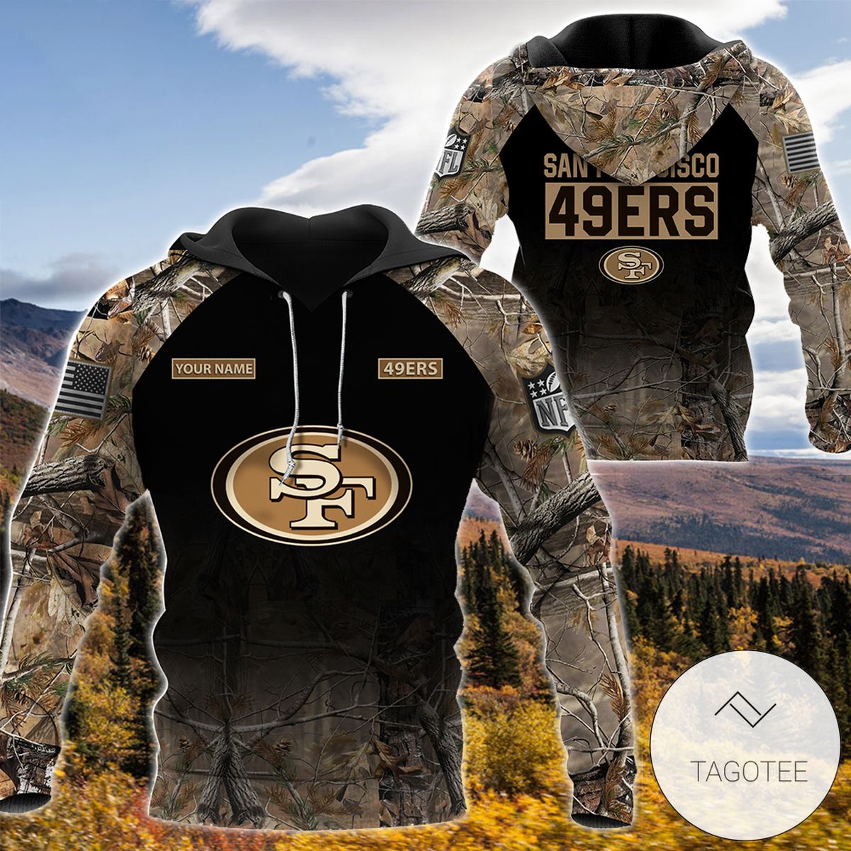 Personalized Your Name Hunting Camo Style San Francisco 49Ers Full Print Hoodie Personalized Your Name Hunting Camo Style San Francisco 49Ers Full Print Hoodie