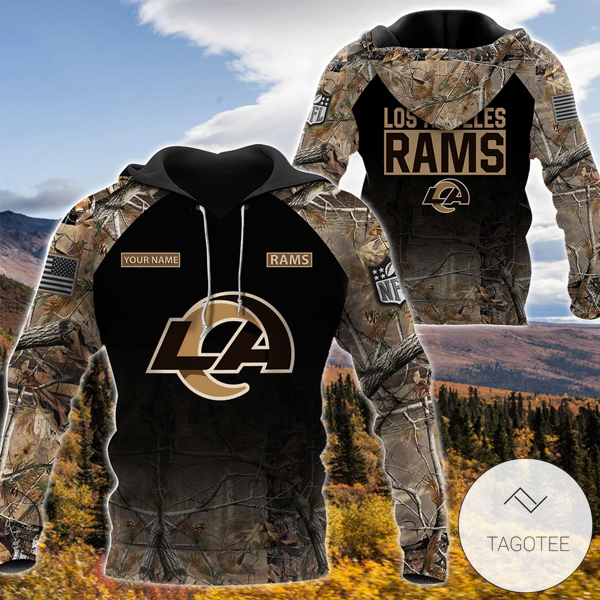 Personalized Your Name Hunting Camo Style St. Louis Rams Full Print Hoodie Personalized Your Name Hunting Camo Style St. Louis Rams Full Print Hoodie