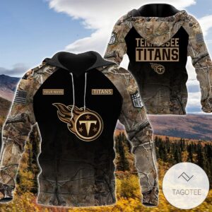Personalized Your Name Hunting Camo Style Tennessee Titans Full Print Hoodie