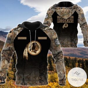 Personalized Your Name Hunting Camo Style Washington Redskins Full Print Hoodie