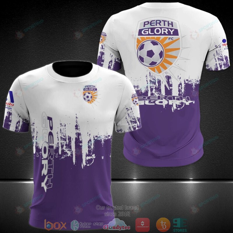 Perth Glory White Purple 3D Shirt Perth Glory White Purple 3D Shirt