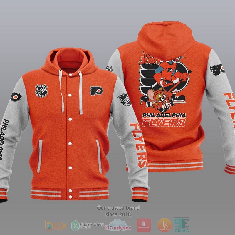 Philadelphia Flyers Nhl Tom And Jerry Baseball Hoodie Jacket Philadelphia Flyers Nhl Tom And Jerry Baseball Hoodie Jacket