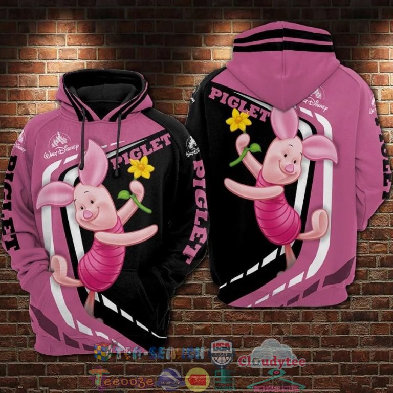 Piglet-With-Flower-Cartoon-Winnie-The-Pooh-3D-Hoodie-1