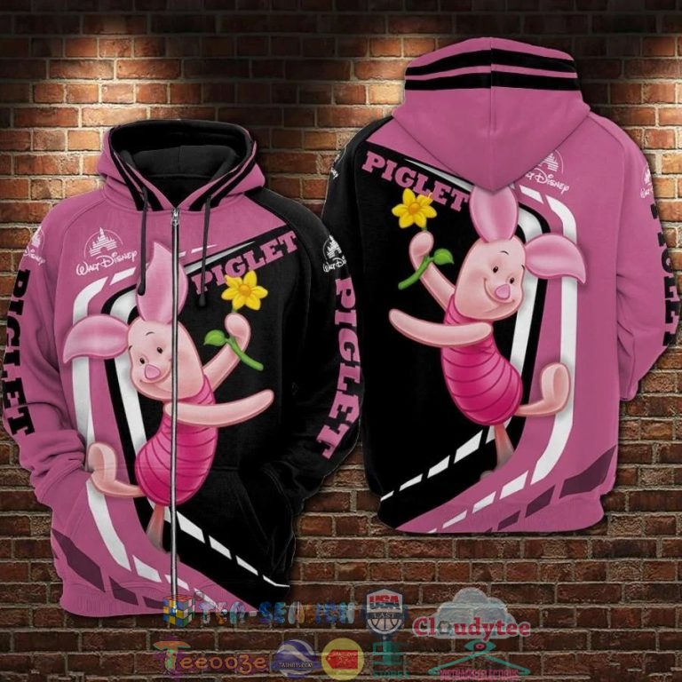 Piglet-With-Flower-Cartoon-Winnie-The-Pooh-3D-Hoodie-2