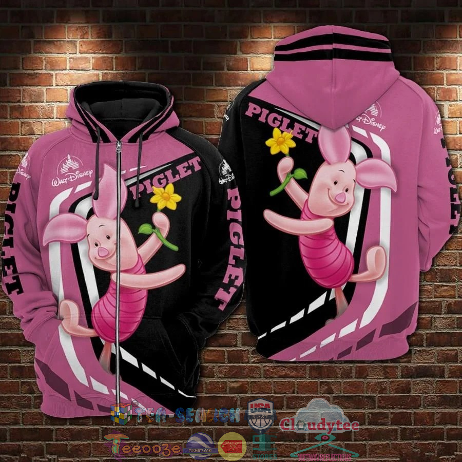 Piglet With Flower Cartoon Winnie The Pooh 3D Hoodie Piglet With Flower Cartoon Winnie The Pooh 3D Hoodie