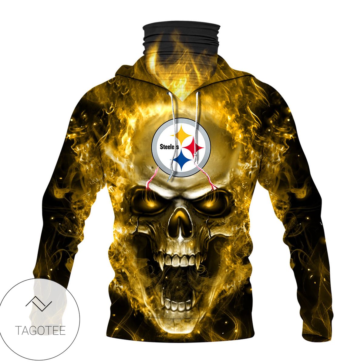 Pittsburgh Steelers Skull Yellow Fire Mask Hoodie Pittsburgh Steelers Skull Yellow Fire Mask Hoodie