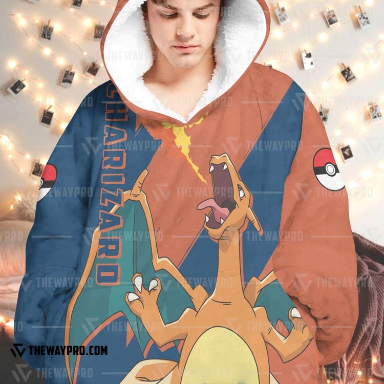 Pokemon-Anime-Charizard-Fleece-Hoodie-Blanket-1