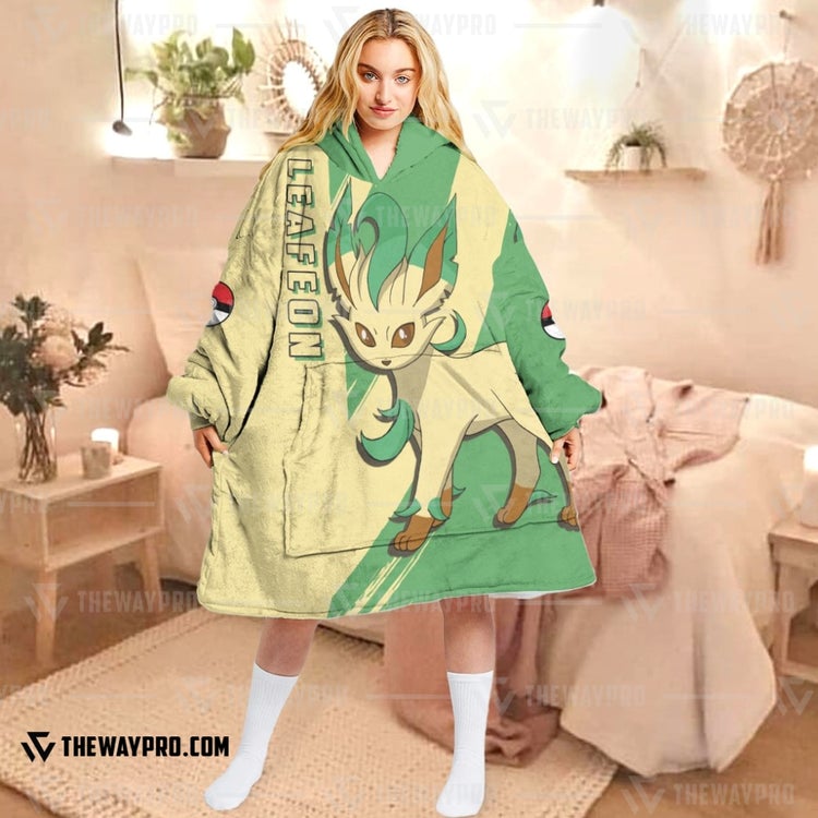 Pokemon-Leafeon-Fleece-Hoodie-Blanket-1
