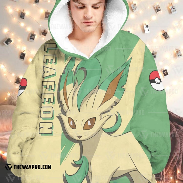 Pokemon-Leafeon-Fleece-Hoodie-Blanket-2