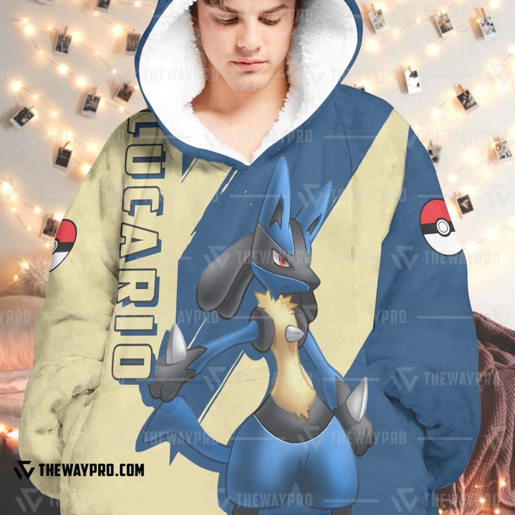 Pokemon-Lucario-Fleece-Hoodie-Blanket-2