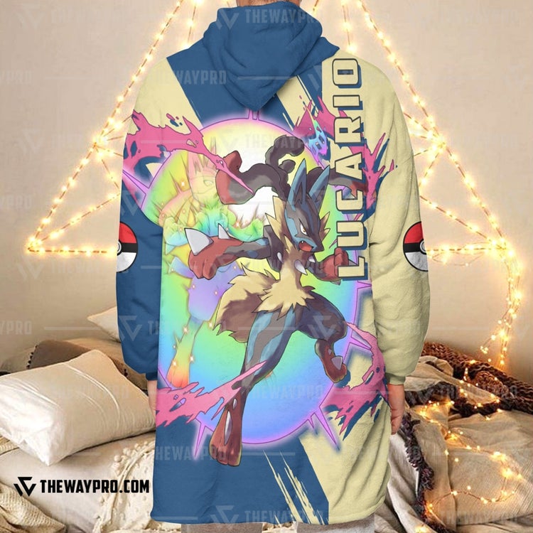 Pokemon-Lucario-Fleece-Hoodie-Blanket-3