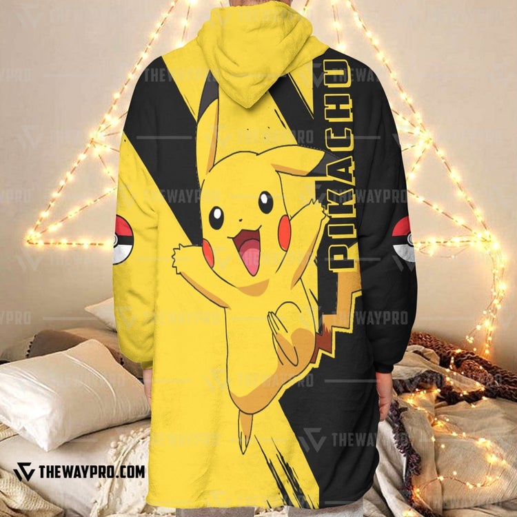 Pokemon-Pikachu-Black-Fleece-Hoodie-Blanket-2