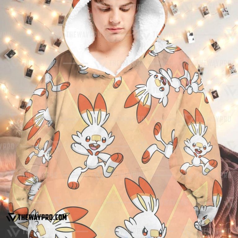 Pokemon-Scorbunny-Fleece-Hoodie-Blanket-1