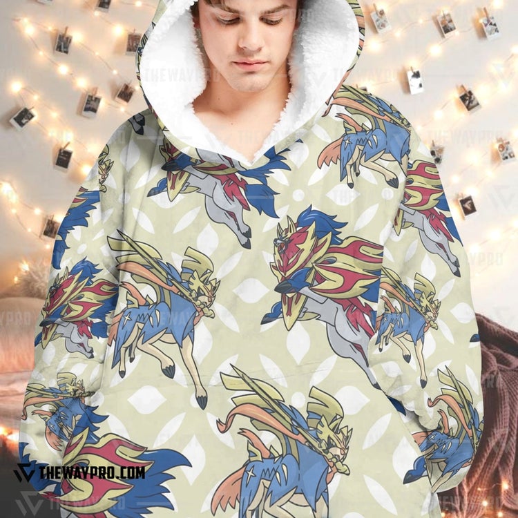 Pokemon-Zacian-Zamazenta-Fleece-Hoodie-Blanket-2