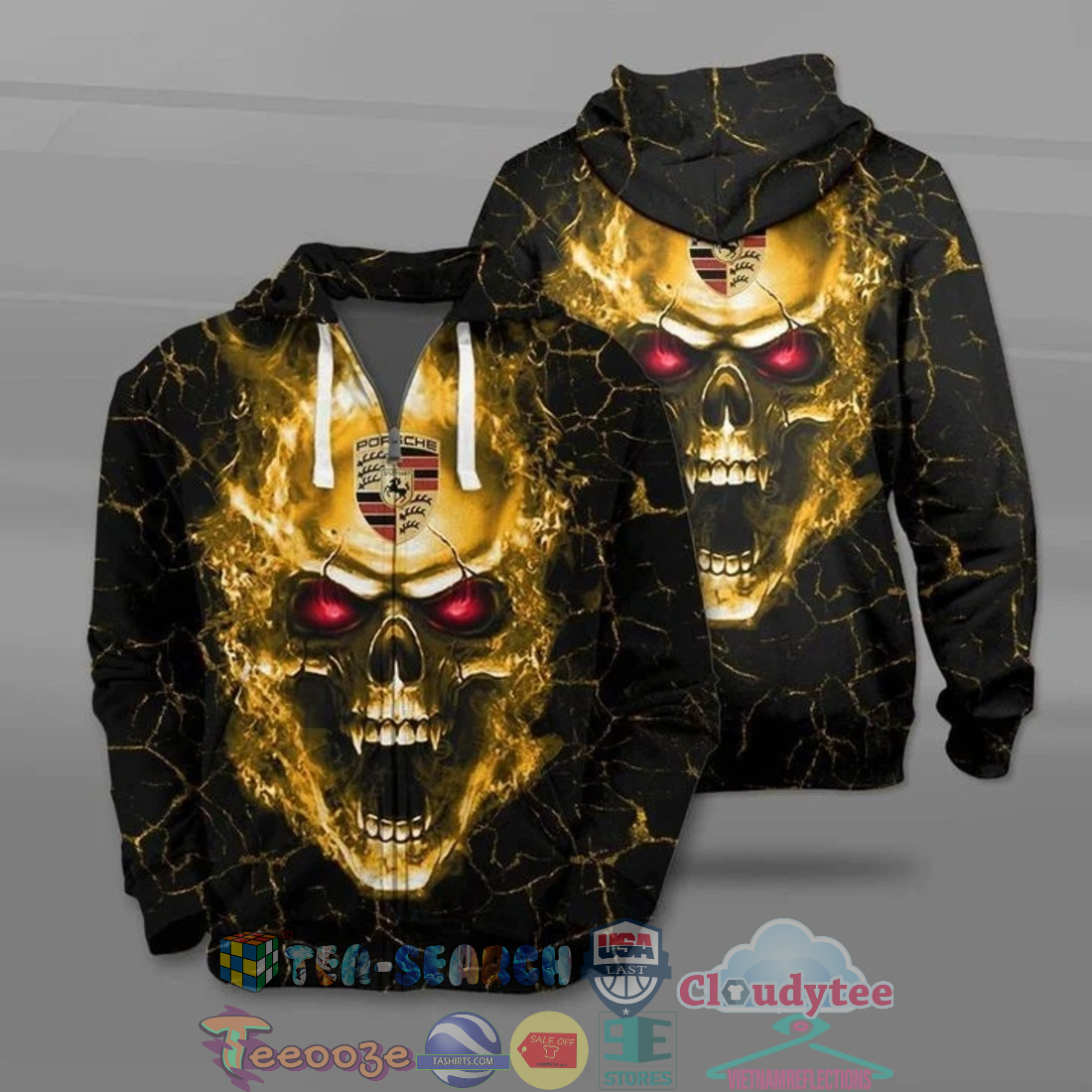 Porsche Skull Ver 1 All Over Printed T-Shirt Hoodie Porsche Skull Ver 1 All Over Printed T-Shirt Hoodie