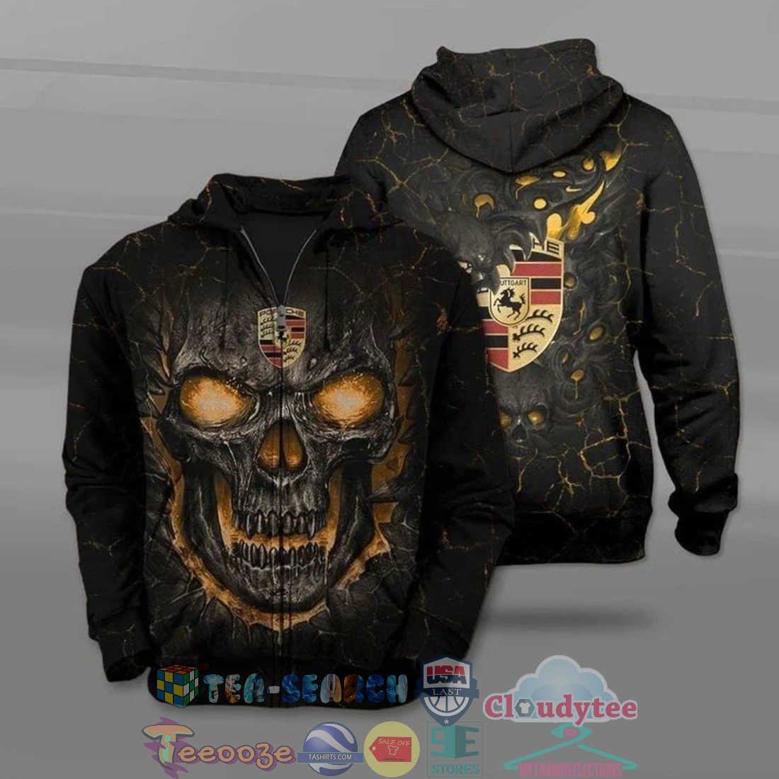 Porsche Skull Ver 2 All Over Printed T-Shirt Hoodie Porsche Skull Ver 2 All Over Printed T-Shirt Hoodie