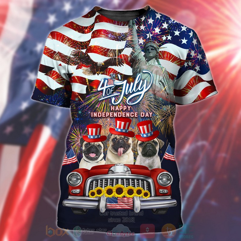 Pug American 4Th Of July Happy Independence Day 3D Hoodie Pug American 4Th Of July Happy Independence Day 3D Hoodie