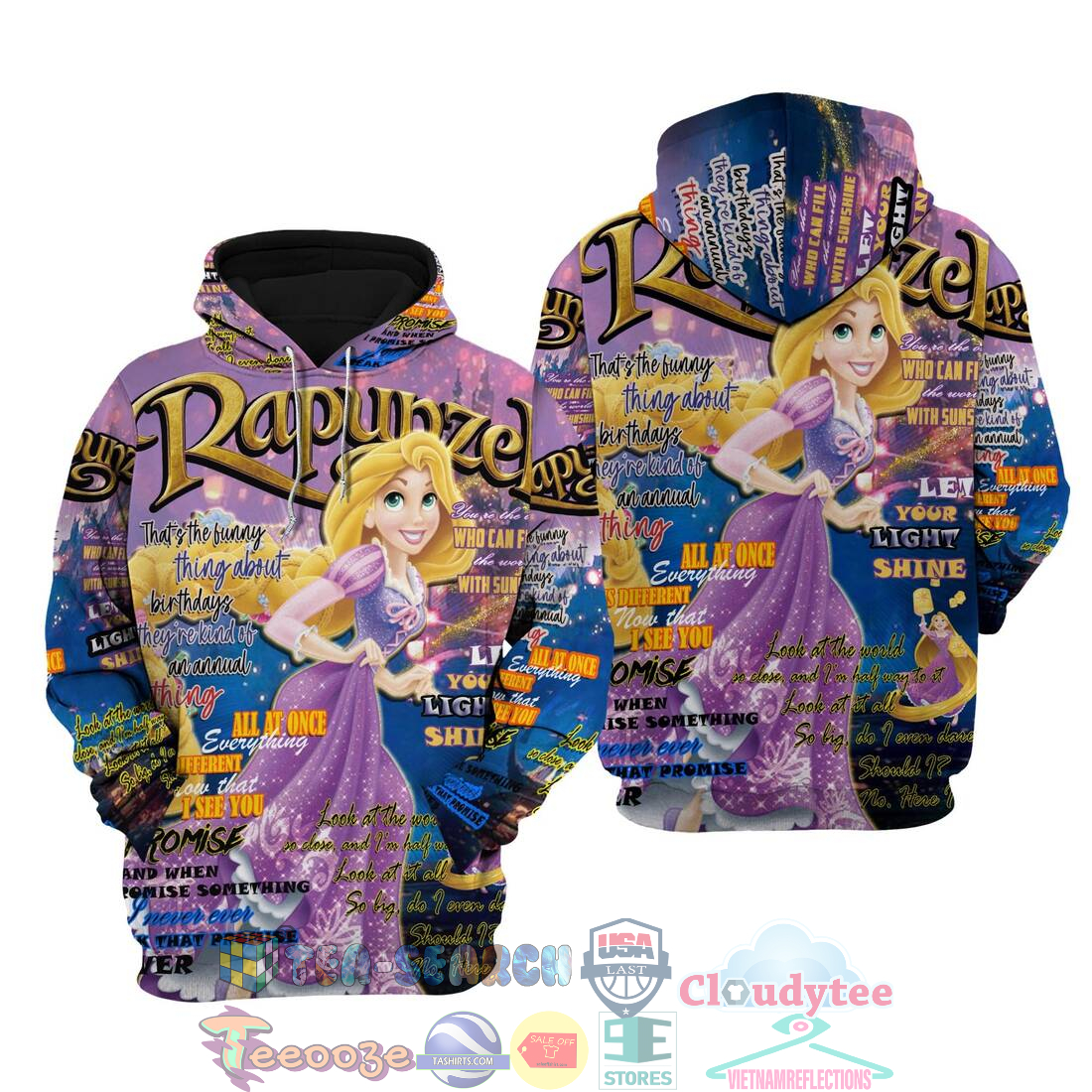 Rapunzel Punk Words Pattern Disney Quotes Hoodie 3D Rapunzel Punk Words Pattern Disney Quotes Hoodie 3D