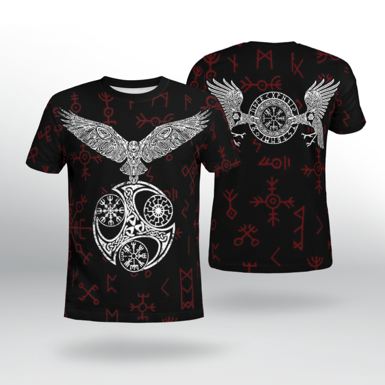 Raven-With-Vegvisir-3D-Shirt-Hoodie-2