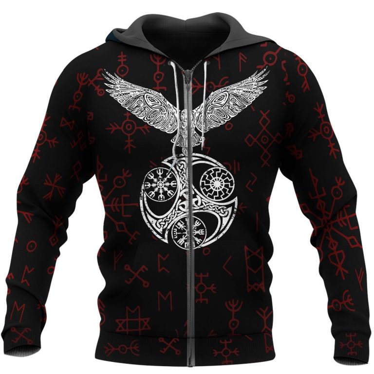Raven-With-Vegvisir-3D-Shirt-Hoodie-3