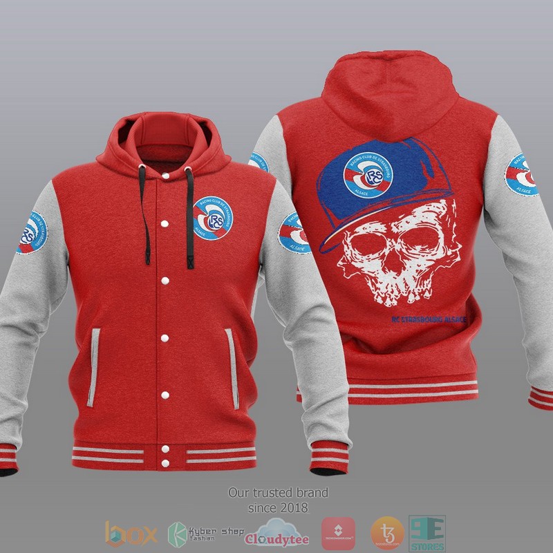 Rc Strasbourg Alsace Skull Baseball Hoodie Jacket Rc Strasbourg Alsace Skull Baseball Hoodie Jacket