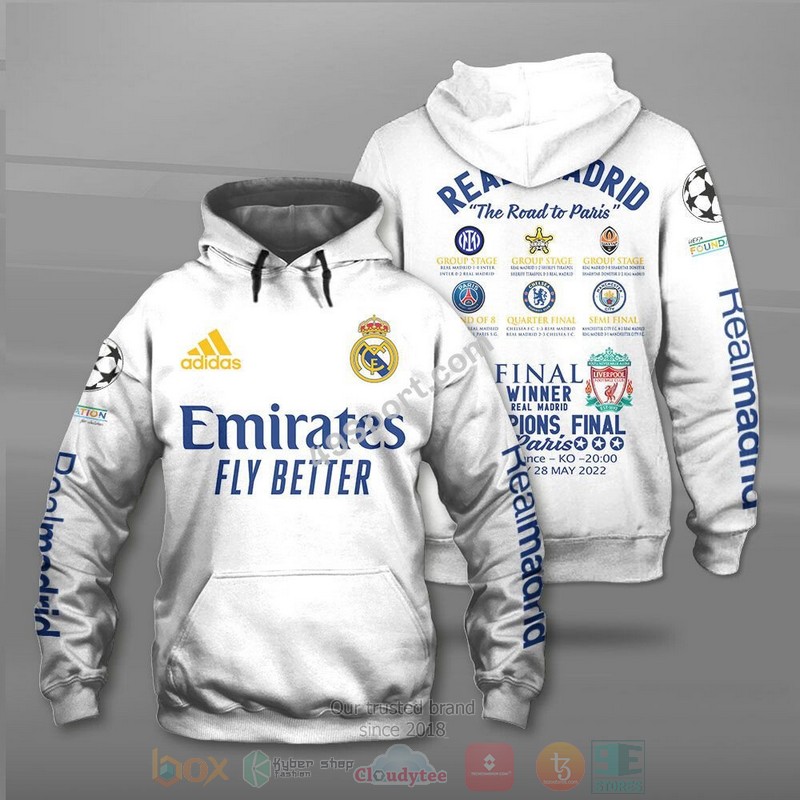 Real Madrid The Road To Paris Champions 3D Hoodie Real Madrid The Road To Paris Champions 3D Hoodie