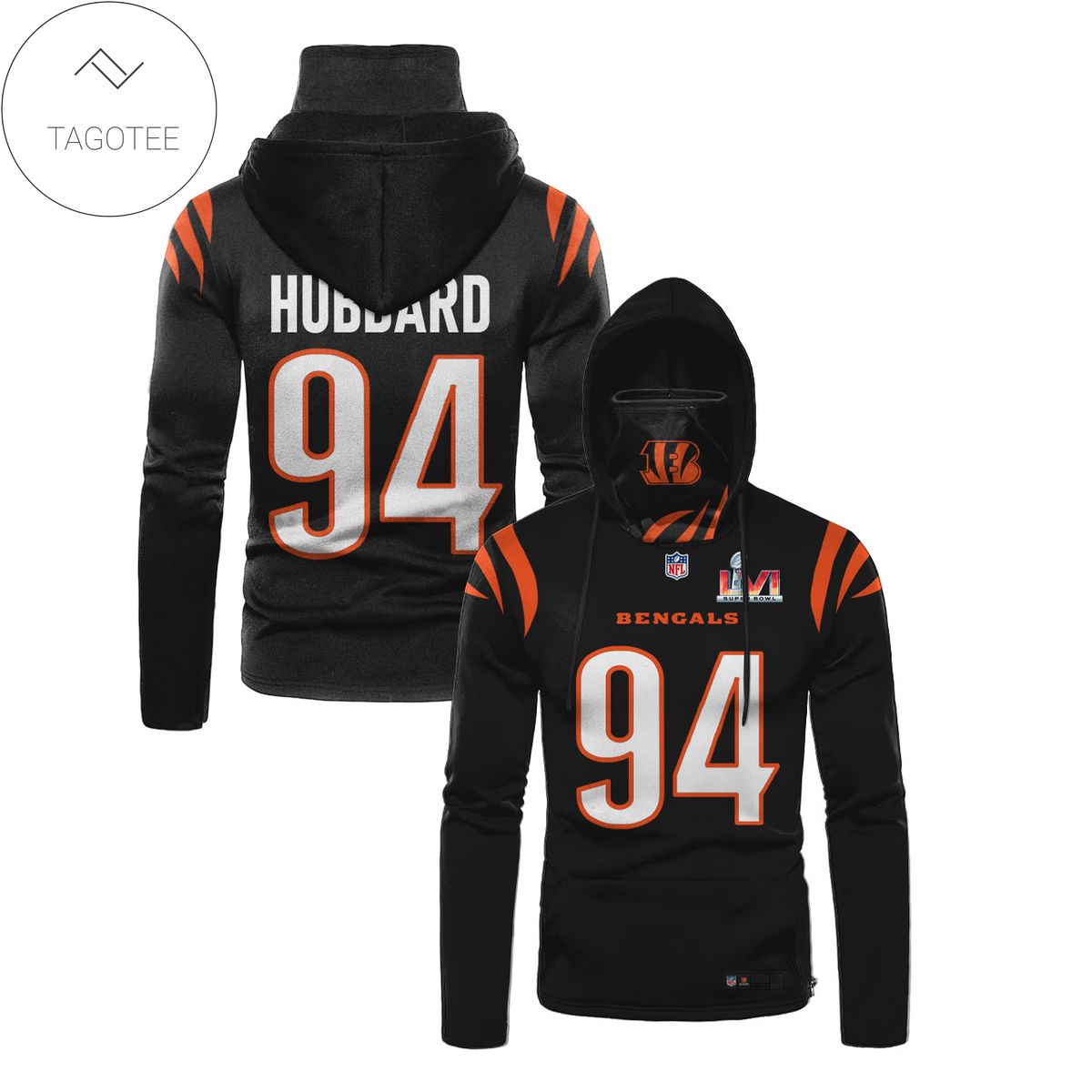 Sam Hubbard No 94 Cincinnati Bengals Black Mask Hoodie Sam Hubbard No 94 Cincinnati Bengals Black Mask Hoodie
