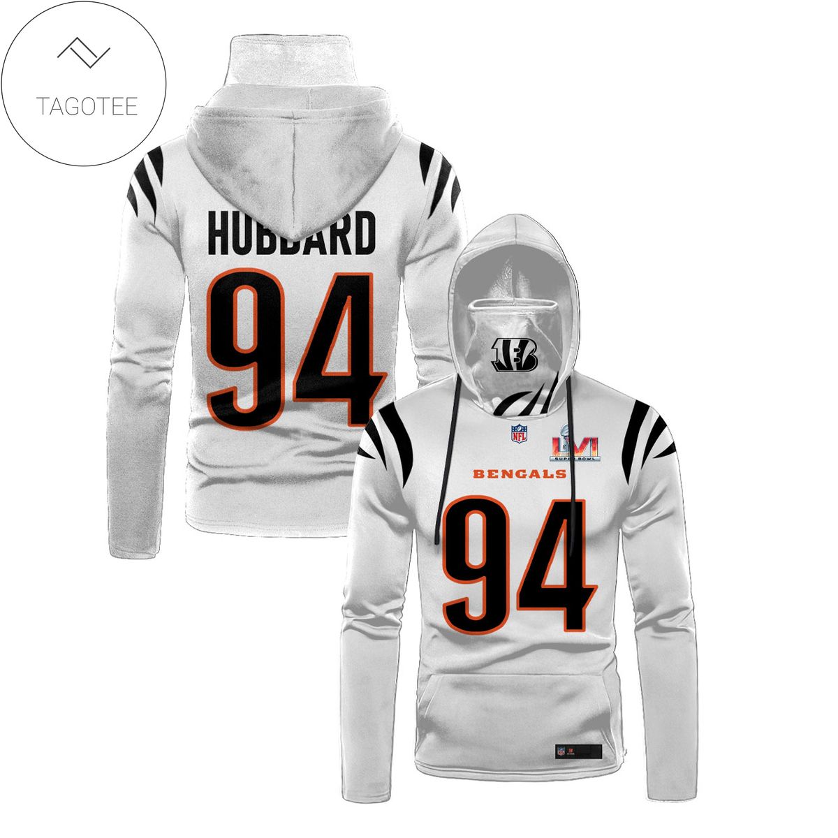 Sam Hubbard No 94 Cincinnati Bengals Mask Hoodie Sam Hubbard No 94 Cincinnati Bengals Mask Hoodie