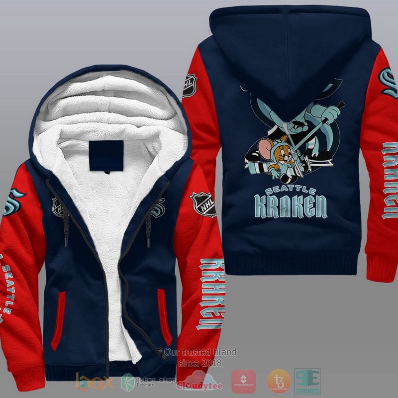 Seattle Kraken Nhl Tom And Jerry Fleece Hoodie Seattle Kraken Nhl Tom And Jerry Fleece Hoodie